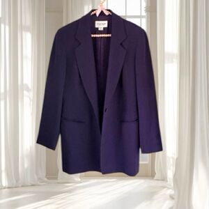 VTG Emanuel Ungaro 100% Wool Purple Blazer Size 4